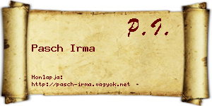 Pasch Irma névjegykártya